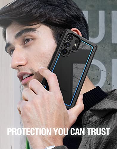 Coque Galaxy S23 Ultra résistante aux chocs avec dos transparent bleu - 6
