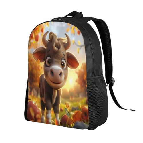 Comfort Fit Unisex Cow Autumn Field Smile Backpack Durable for Daily Commute & Travel Adventures 16 Inch2