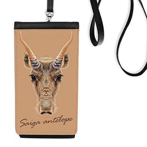 Bourse téléphone noir et porte-monnaie suspendu antelope saïga sauvage