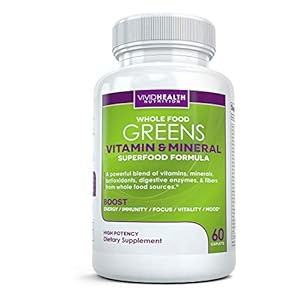 Whole Food Greens Multivitamin – All-Natural Whole Food Sourced Vitamin and Mineral Supplement for Men and Women…