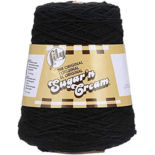 Image of Lily Sugar N Cream Cones Black Yarn - 1 Pack of 14oz /400g - Cotton - #4 Medium - 706 Yards - Knitting /Crochet