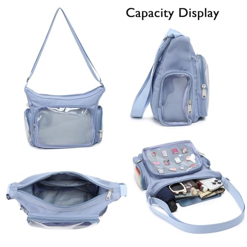 Image of Canvas Ita Bag Crossbody Shoulder Bag Kawaii Purses and Handbags with Anime Pins Display Medium