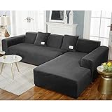 Velours House Canape d'angle Canapé Protecteur Extensible Housse de Canapé d'angle avec Accoudoirs 1 2 3 4 Places, Couverture de Canape?Le canapé d'angle en L Doit en Acheter Deux? ( Color : D , Size