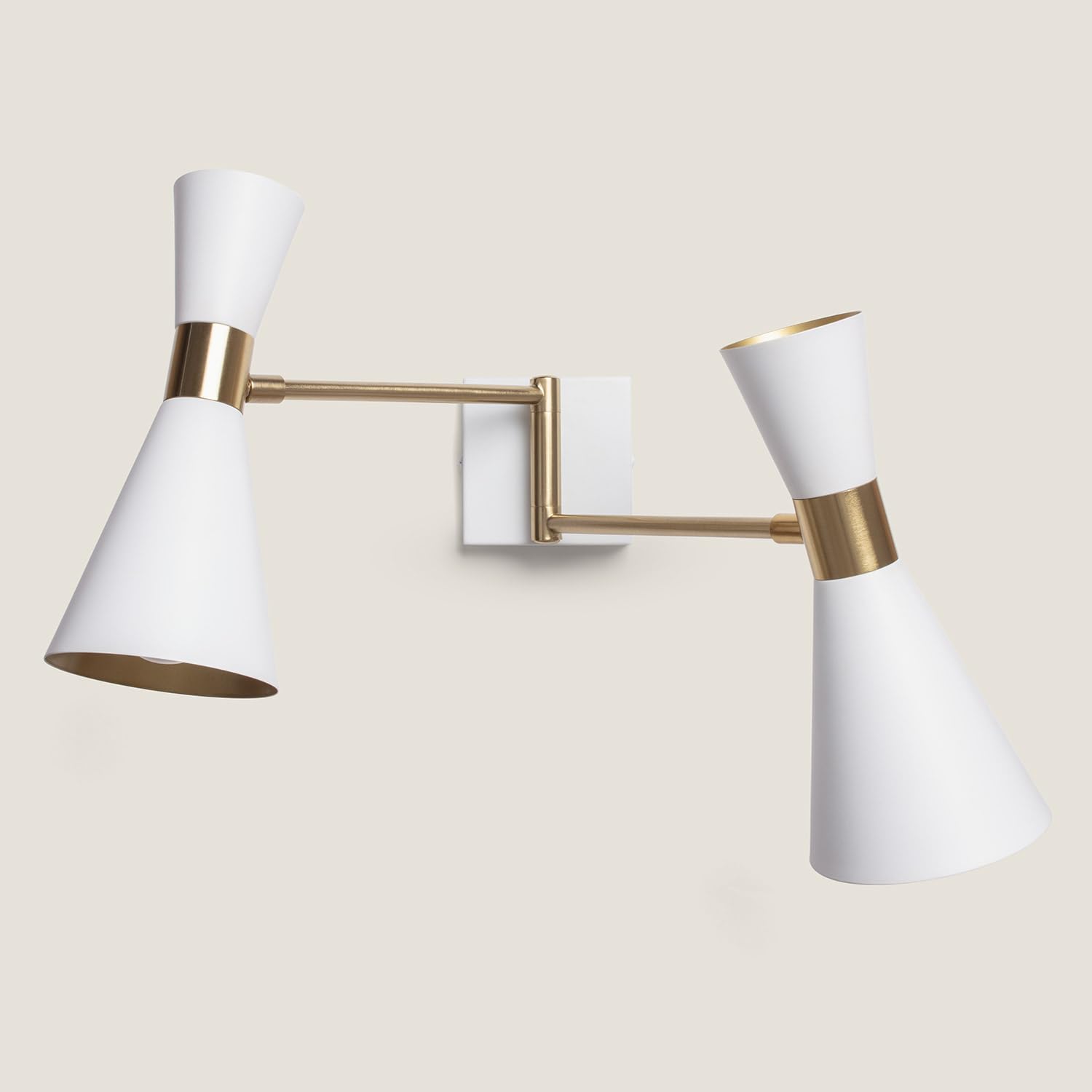 LEDKIA Lámpara de Pared Orientable Metal 2 Focos Jigger Blanco