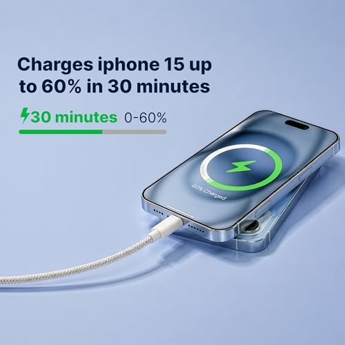 Image of 20W USB-C Fast Charger with Type-C to Type-C Braided Cable | MFi Certified PD Wall Adapter Compatible with iPhone 17 /16 /15 Series, iPad, and Other USB-C Devices by AIL-KIN, ROMITAZ