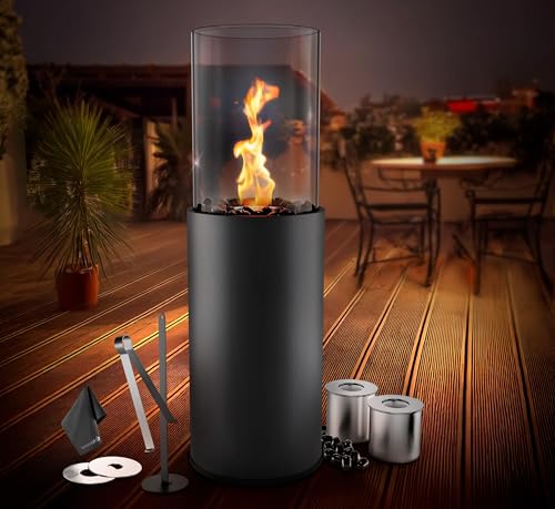 flammtal Standkamin COLUMN für Garten Terrasse Balkon Deko - Bioethanol...