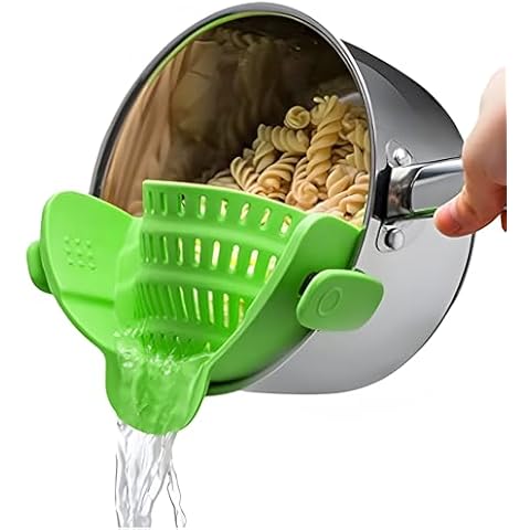 Kitchen Gizmo Snap N Strain Pot Strainer - Adjustable Silicone Clip On Strainer Cover