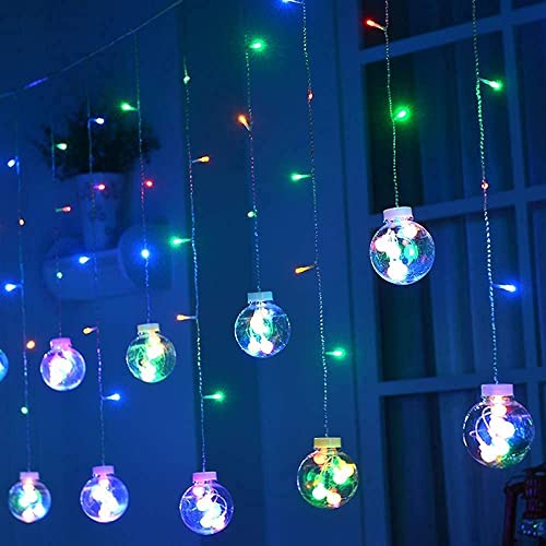 Image of Lexton Ball Curtain Light | 12 Balls | 6 Big Balls 6 Small Balls | 8 Flashing Modes | Multicolor | for Indoor & Outdoor Decorations