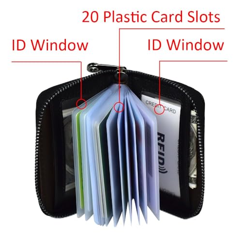 Card Holder for Women Men RFID Small Wallets Credit Card Case Money Organizers,20 Slots,Black4