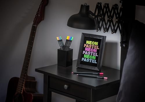 Faber-Castell 116410 Black Edition Buntstifte Neon & Pastell 12er Box, Lebendige Buntstifte, Bruchsichere Kunststifte mit ergonomischem Griff, Malstifte für helles und dunkles Papier
