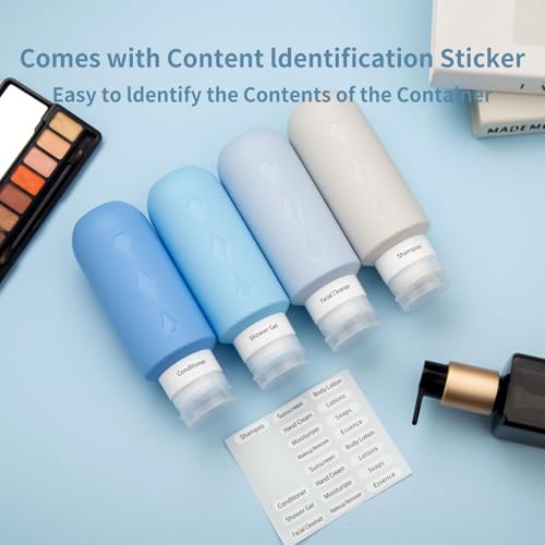 Image of Gemice Travel Bottles for Toiletries, Tsa Approved Travel 6oz Size Containers with Clear Bag, BPA Free Leak Proof Travel Tubs Refillable Liquid Travel Accessories for Cometic Shampoo Lotion