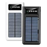 Carregador Portátil Power Bank Solar 10000mAh Resistente, Impermeável e à Prova de Poeira com Lanterna LED Ideal para Trilhas, Acampamentos e Aventureiros ao Ar Livre - Preto ou Branco