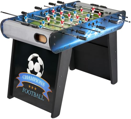Image of BAYAGU Champions Football Table 122 x 61 x 82 cm, Wooden Foosball Table with 22 Players, Metal Rods, Non Slip Handles, Score Sliders, Indoor Football Game Table