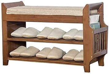 Home Shoe Cabinet Shoe Rack Shoe Rack 3-Tier Brown-Premium Shoe Rack Vintage Wooden Shoe Organizer Bench Storage Rack with Soft Seat Cushion for Entry Shoebox