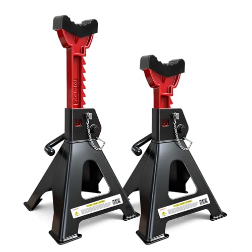 USYATO 3 Ton Jack Stands (6,600 lbs) - Heavy Duty Car Jack Stand with Double Pin Locking, Adjustable 11.22"-16.54" Height, Extra Rubber Pads for Trucks, Garage, Home,DIY Use - 1 Pair Black