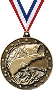 Crown Awards Fishing Medals - 2" and 5 Per Pack-Great for Fishing, Fish, Deep Sea Fishing, Fishermen