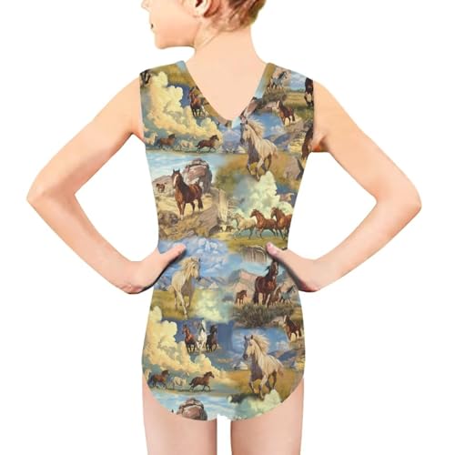 Image of Girls Bathing Suit Size 3-14 Swimsuits for Girls One-Piece Swimwear Summer V-Neck Sleeveless