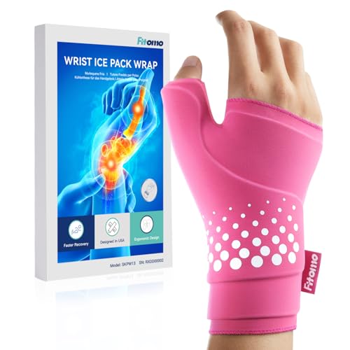 Image of Thumb & Wrist Ice Pack Wrap, Thickened Ice Gel Pad, Ergonomic Fit, Long Lasting Cold & Warm for Carpal Tunnel Relief, Arthritis, Computer Overuse Injuries, Post-Surgery, Post-Workout, Pink, Size S /M