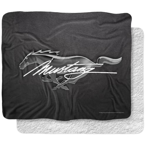 Ford Mustang Blanket, 50'x60', Mustang Logo Silky Touch Sherpa Back Super Soft Throw...
