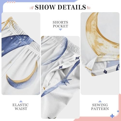 ZZXXB Moon and Star Boys Long Pants Soft Trousers Elastic Waist Kids Lounge Bottoms with Pockets S-XL4