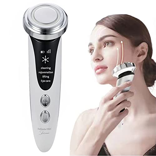 InfiniteTEC Portable Facial Tightening Device Hydrating Skin Care Machine Device to Lift Anti-Aging Cleansing Reduce Wrinkles Deep Absorb Nutrient Solution Wand Home Spa (White)