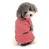 RANPHY縞柄ペット服 柔らかい Ｔシャツ 愛犬 小型犬 可愛い半袖 タンクトップ 両足のペット服 春夏プルオーバー 犬用 わんこ服 通気 散歩 お出かけ 吸水 速乾 ベス ト ペット用品