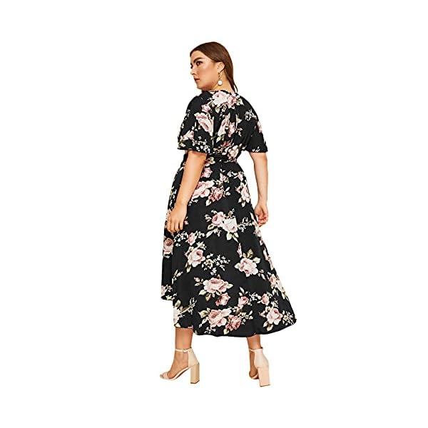 Milumia-Plus-Size-Women-Empire-Waist-Asymmetrical-High-Low-Bohemian-Maxi-Dress Milumia Women Floral Print Boho Asymmetrical High Low Maxi Wrap Dress