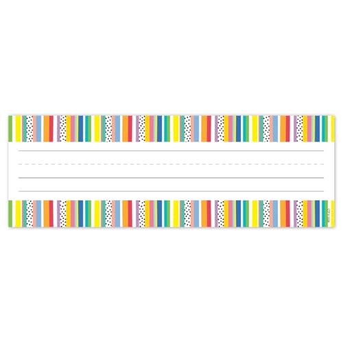 CTP Core Decor Stripes and Dots Name Plates 36 per Package - Use on Student Desks, Cubbies, Storage Bins (Creative Teaching Press 11148)