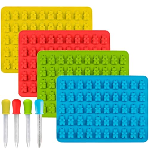 Binnan 4pcs Moule à Bonbons Oursons, Moule Silicone Bonbon, Moule Ourson Silicone, Moule Bonbon Anti-Adhésif de Qualité Alimentaire pour Faire Chocolat...