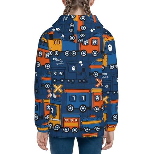 Funny Steam Train Kids Pullover Hoodies Boys Zip Up Sweatshirts Girls Athletic Clothes with Pocket 5