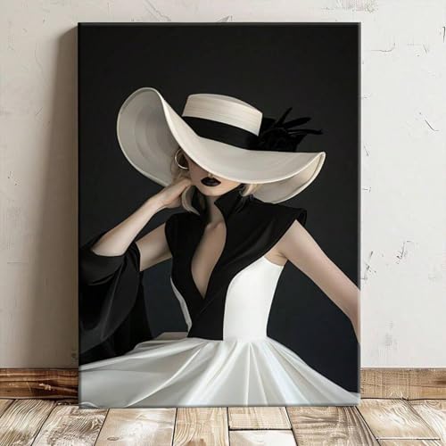 Portrait de femme à la mode tableau abstrait pour salon élégant