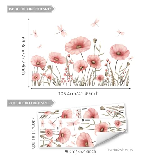 Vinilos decorativos mural floral libélula 2 piezas miniatura 6