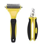 Pet Undercoat Rake Comb Nagelknipser-Kit, Edelstahlnadel Pet Hair Comb Hair Deshedding Comb Nail Trimmer Dogs Cats Grooming Supplies