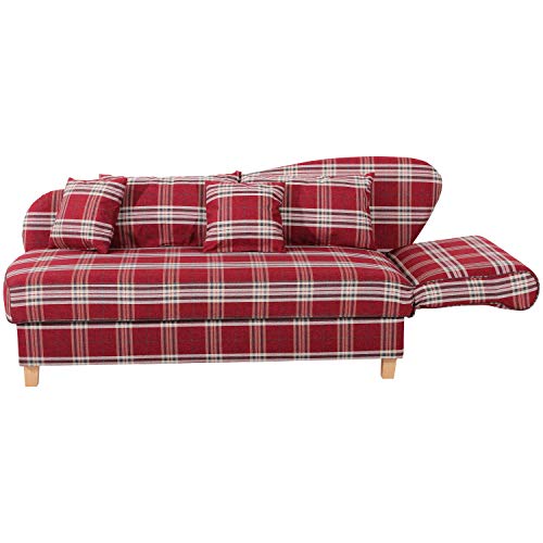 Max Winzer Recamiere mit Armteil rechts klappbar Selma Flachgewebe rot, 2917-6320-2077423-F01, Breite x Tiefe x Höhe: 190/212 x 88 x 82 cm