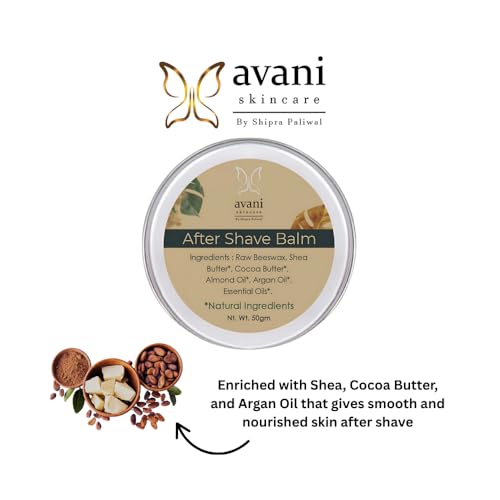 Image of Avani After Shave Balm For Men - 50G | With Cocoa & Shea Butter /Essential Oils | Extra Moisturizing, Soothing & Refreshing After Shave | Eliminates Redness & Burning Sensation