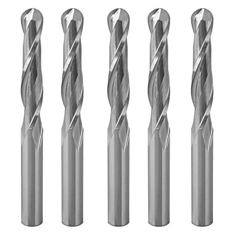 EU_HOZLY 5 STÜCKE Kugelkopffräser CNC Fräser Doppelflöte Spiralfräser 6 mm Schaft 2,36 Zoll Länge OVL Cover