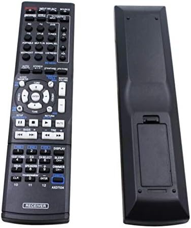 Přední a zadní view of the Calvas AXD7622 replacement remote control, showing the battery compartment.