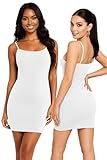 Re Tech UK Womens Ladies Plain Cami Dress Tank Tops Women Sleeveless Camisole Mini Dress Vest Tops Women UK Party Dresses for Women UK (UK 8-10 S/M, White)