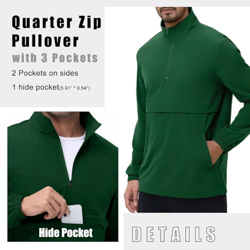 Image of EDITCOZY Men's Lightweight Quarter Zip Pullover Casual Windbreaker for Running Golf Jackets with 3 Pockets