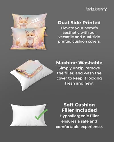 Image of Brizberry Kids Pillow Cushion with Super Soft Fabric | Animal & Cartoon Prints | 12x18 inches (Design 16)