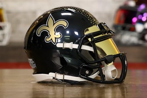 New Orleans, Saints Collectible Speed Mini Helmet - GG Special Edition - with Free USA Flag Decal - Green Gridiron 02657