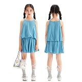 [Barry Banny] 子供服 女の子 キッズ セットアップ 夏 2点セット 女児服 ガールズ キャミソール/キュロットスカート セット 刺繍デザイン 通気性 おしゃれ 普段着 洋服 カジュアル 可愛い 150cm