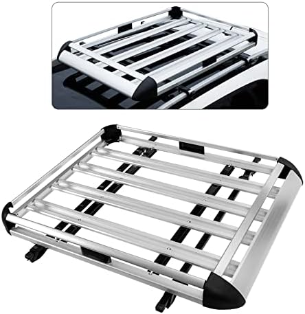 MAXSOUGH Anti-Rust Roof Rack Cargo Carrier Lightweight Aluminum Alloy Material Universal Roof Basket Rooftop Cargo Basket Car Top Luggage Holder 50"x 39.2" Universal for SUV,Sliver