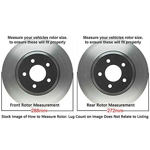 Image of Detroit Axle - Brake Kit for 2015-2021 VW Golf SportWagen, Drilled Slotted Disc Brake Rotors Ceramic Brakes Pads 2016 2017 2018 2019 2020 Replacement : 11.34 inch inch Front and 10.71 inch inch Rear Rotors