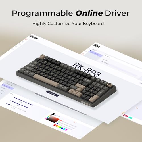 Image of RK ROYAL KLUDGE R98 Pro Wired Mechanical Keyboard, RGB PC Gaming Keyboard with Number Pad and Volume Knob, Gasket Mount, MDA Profile PBT Keycaps, for Win /Mac, Hot Swappable Tactile Beige Switch