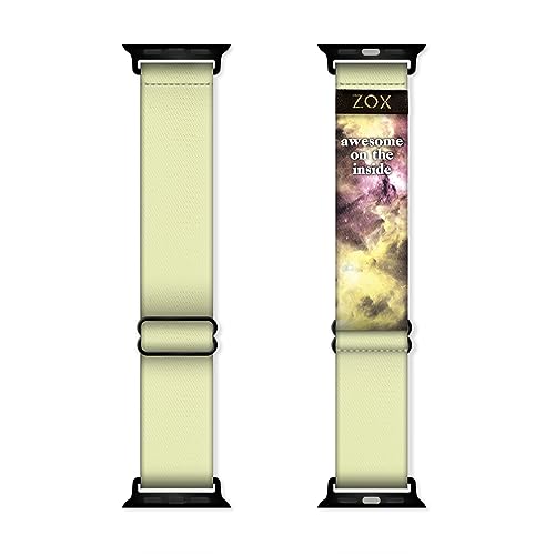 ZOX Apple Watch Band Lemon Lime | Soft Adjustable Elastic Band with Motivational Affirmations and Beautiful Artwork Gifts for Men Women & Teens (44/45/46mm & Ultra 1+2)