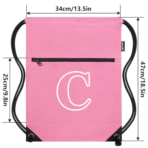 Image of HOLYLUCK Drawstring Bags Initial Backpack Sackpack Cinch Bags for Sports, Gym, Travel, Beach (Pink-C)