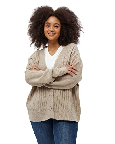 Peppercorn Penelope Rib Cardigan Curve, Cárdigan acanalado para Mujer, Beige (4041M GRAY MORN MELANGE), 50