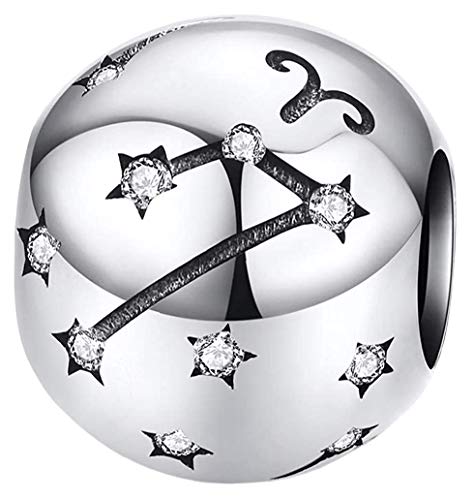 Maria Fonte Bead Charm Segno Zodiacale Ariete in Argento Sterling 925, Compatibile con Le più Diffuse Marche di Braccialetti e collane.