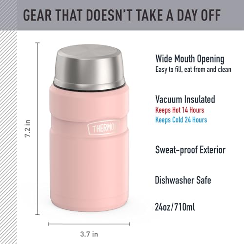 Image of THERMOS Stainless King Vacuum-Insulated Food Jar, 24 Ounce, Matte Pink